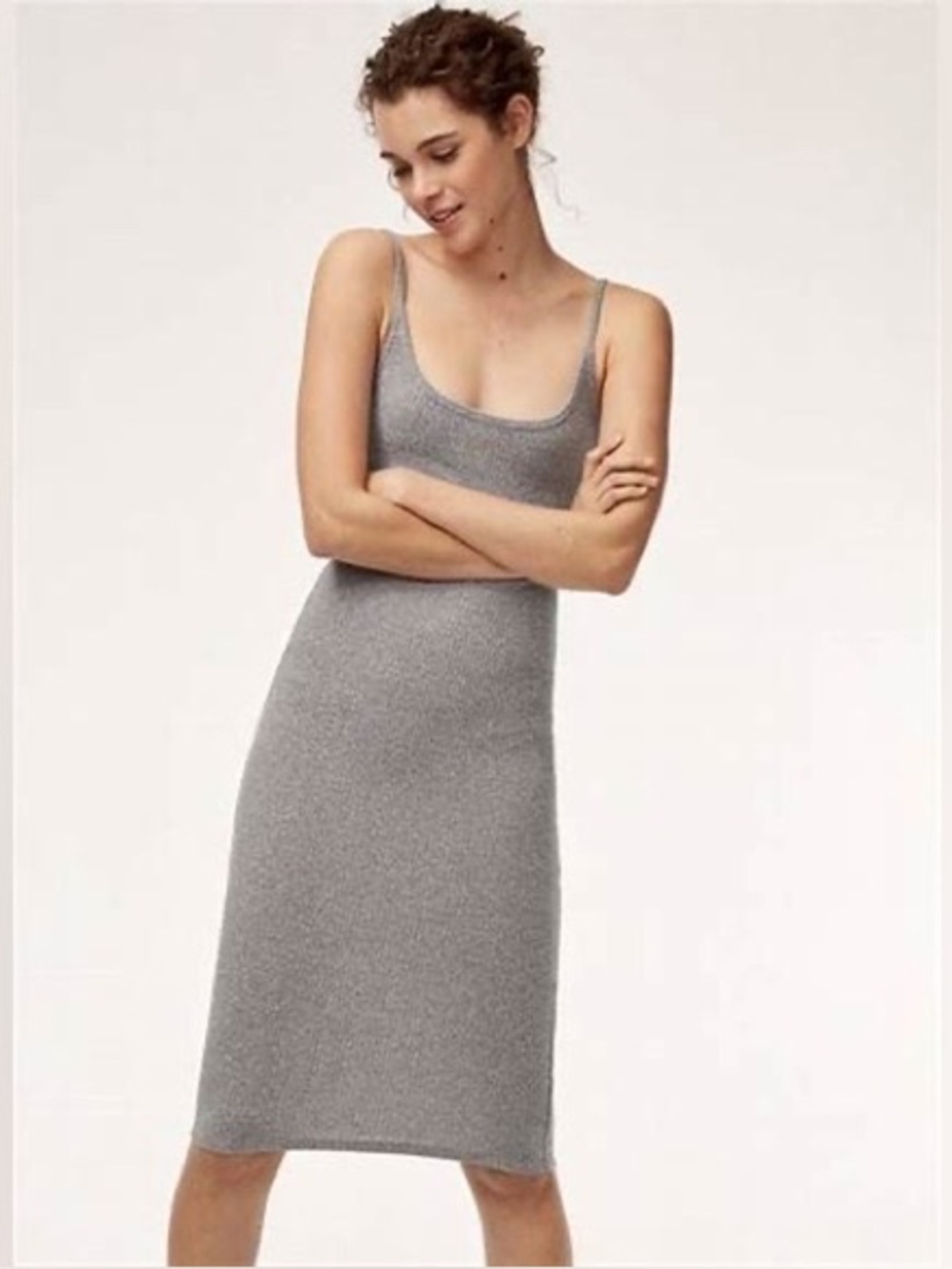 Aritzia Wilfred Free Kovac Slip Midi Dress Grey - Size XXS
